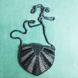 Silver, Grey and Black Channel Beaded purse, NWOT